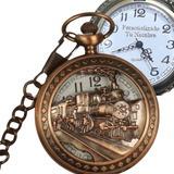Reloj Bolsillo Personalizado En Laser Tren Nostalgia