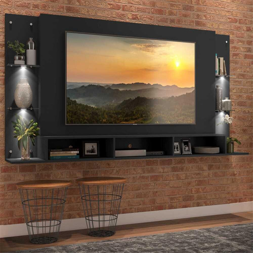 Painel Tv 65 Com 4 Leds Vegas Premium Multimóveis Preto