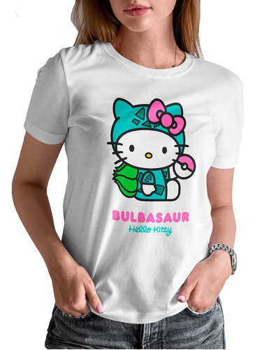 Blusa / Playera Hello Kitty Pokémon Bulbasaur Mujer N0#7