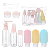 Kit Practicas Botellas Color Pastel Viajeras Juego X8 Piezas