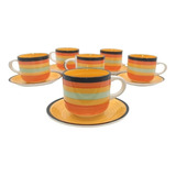 Set De Tazas De Loza Con Plato Cafe 12pcs 350ml