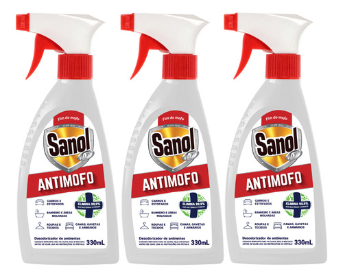 Kit Antimofo 3un Sanol Desodorizador De Ambientes