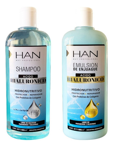 Shampoo + Enjuague Han Acido Hialuronico Sin Sulfatos 500ml