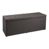 Calçadeira Recamier Baú King 1,95m Madrid Suede Cinza