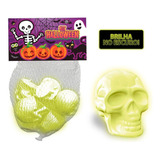 Kit Mini Caveira Halloween Iluminado Neon C/6