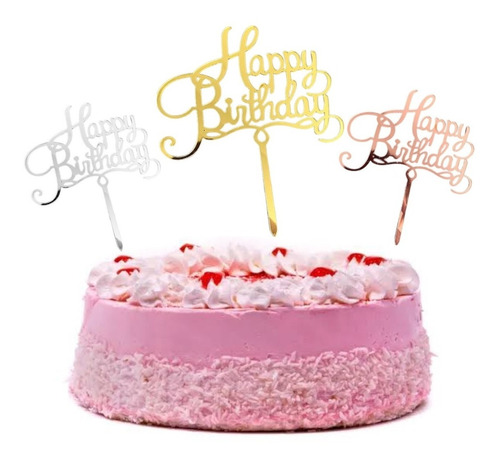 Letrero Pastel Feliz Cumpleaños Decoración Cake Topper Happy