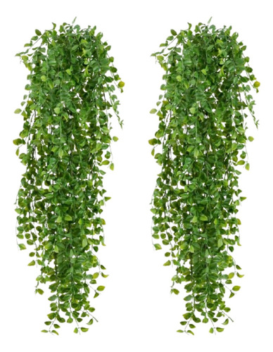 2 Pendentes Folhagem Jardim Vertical Enfeite Realista 85cm