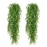 2 Pendentes Folhagem Jardim Vertical Enfeite Realista 85cm