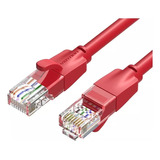 Cable De Red Vention Cat6 Certificado - 1 Metro - Reforzado - Premium Patch Cord - Utp Rj45 Ethernet 1000 Mbps - 250 Mhz - Cobre - Pc - Notebook - Servidores - Camaras Seguridad - Rojo - Iberf