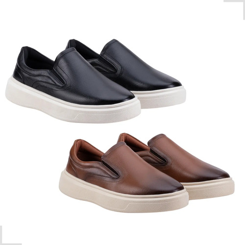 Kit 2 Tênis Slip On Iate Masculino Couro Confortável | Parcelamento sem juros