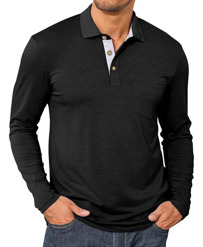 Playera Polo Hombre Manga Larga Moda Casual Caballero Camisa