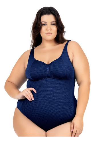 Maiô Plus Size Costas Nuas Tecido Modelador Chapa Barriga