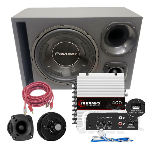 Caixa Trio Completa Pioneer 12 Taramps 400x3 St200 D200 Jbl