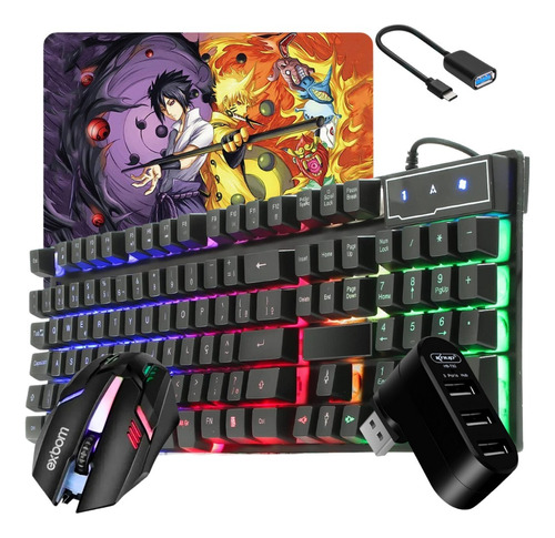 Kit Gamer Mobilador Teclado Mouse Mouse Pad S/ Tripé Ff Cod