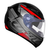 Capacete Moto Ebf X Troy Furious Preto Vermelho C/ Óculos