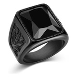 Anillo Cuadrado De Piedra Roja Negra Para Hombre Anillo Con