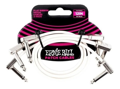 Kit 3 Cabos Ernie Ball Flat Ribbon Para Pedais 30cm P06386 