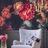Tapiz Wallpaper Flores Rosas Vinil Decorativo Autoadherible Color Dark Floral Red