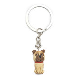 Llavero De Perro Pug De Pasta Y Acero+estuche H26