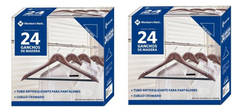 Ganchos Ropa Member's Mark Café Madera 2 Cajas Con 24pz