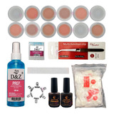 Kit Inic 12 Gel Leduv Topcoat Primer Lixa Presilhas Manicure