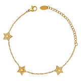 Pulsera Baño Oro 18k Estrellas Circones