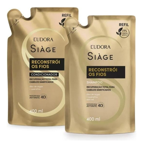 Refil Shampoo+condicionador Eudora Reconstrói Os Fios 400ml.