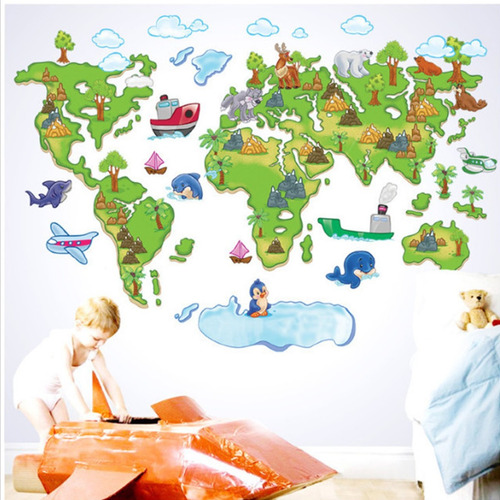 Vinil Decorativo Mapa Infantil Colores Pegatina Para Pared