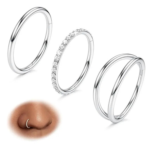 3piezas Anillos Nasales Piercing Cartílago Acero Inoxidable | Meses sin interés