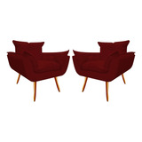 Kit 2 Poltrona Opala Decor Marsala Suede Consultório