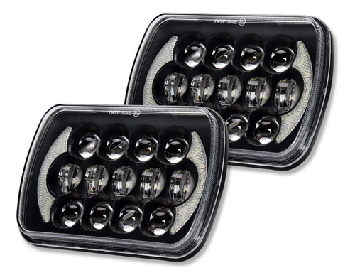 Par Faros Led Rectangular 5x7 PuLG. Lupas Y Led Direccional