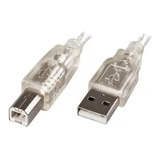 Cable Usb 2.0 A/b Mallado Transparente 2 Metros Impresora