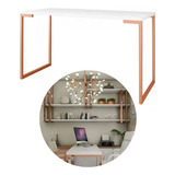 Mesa Escrivaninha 1,00x0,60 Estilo Industrial Rose Gold Cor Branco