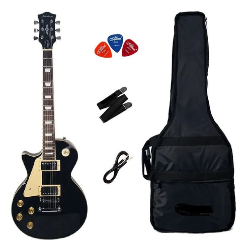 Kit Guitarra Les Paul Strinberg Lps230 Lh Canhoto Preta