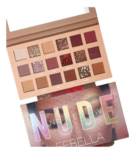 Paleta De Sombra New Nude 18 Cores Febella Makeup 