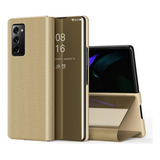 Funda Clear View Stand Para Samsung Note 8 Dorado