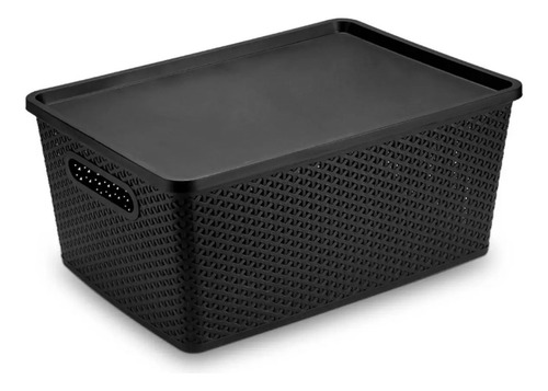 Plasnorthon Caixa Cesto Organizadora Rattan 35l Cor Preto