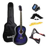 Rockjam Guitarra Acústica Kit Con Stand Tuner Gig Bag Strap Color Negro