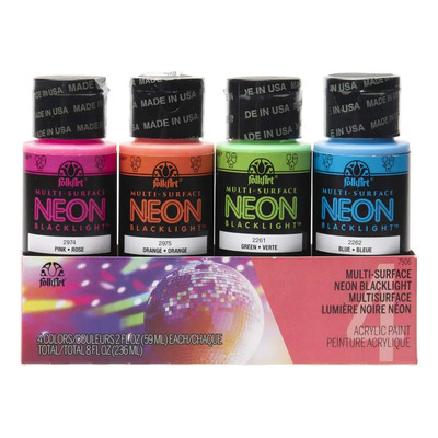 Botellas De Pintura Acrilica, 57ml,colores De Luz Negra Neon Neón (pink, Orange, Green, Blue)