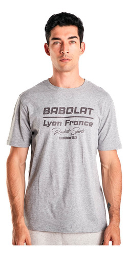 Remera Hombre Tenis Padel Babolat Logo Drive Gris