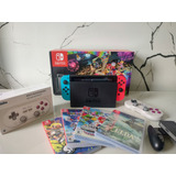 Nintendo Switch Completo Controle Sn30 Pro + 4 Jogos Físico
