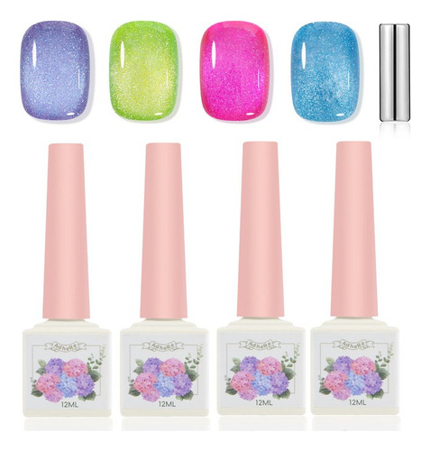 Zq Set De 4 Ojo De Gato Esmalte En Gel - mL a $1537