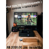 Ps4 Slim 1 Tb + 2 Controle + Vários Brindes (gold Hen)