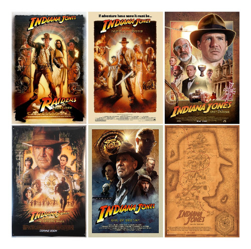 Vinilo Decorativo Tipo Poster Indiana Jones - 6 De 60cmx40cm