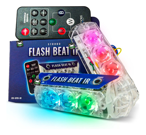 Kit Strobo Flash Beat Ir Zendel Controle Som Automotivo Rgb