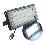 Super Reflector Led 50w C Lupa Exterior Blanca Con Clavija. 