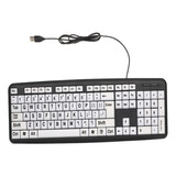 Teclado Usb Con Teclas Grandes Blancas Y Letras Negras Para