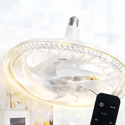 Foco Led Con Ventilador De Techo 360° Abánico Con Luz Led Control Remoto 3 Tonos Marca Dosyu | Envío gratis