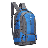 Mochila Mochilero Camping 50 Litros Reforzada Trekking Color Azul Diseño De La Tela Liso