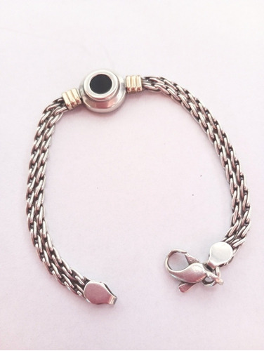 Pulsera De Plata Oro Y Onix